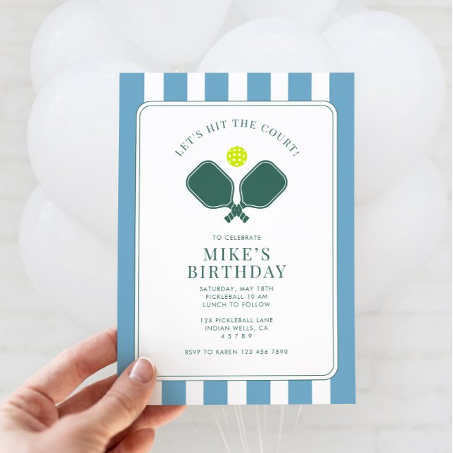 Inbjudan till pickleball Birthday (Pickleball Birthday Invitation)