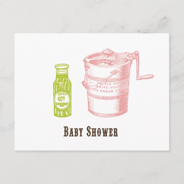 Inbjudan till Pickles & Ice Cream Baby Shower Vykort (Framsida)