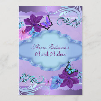 Inbjudan till Pink & Blue Butterfly Garden Sweet 1