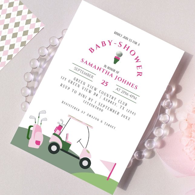 Inbjudan till Pink Modern Golf Baby Shower (Skapare uppladdad)