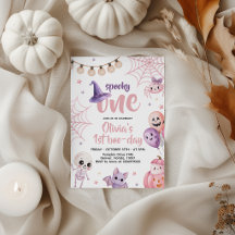 Inbjudan till Pink Witch Spooky Ones 1-års födelse