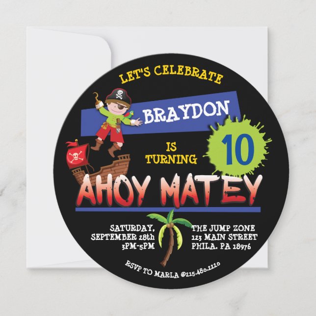 Inbjudan till Pirat Frakt Födelsedagsfest inbjudan (Framsida)