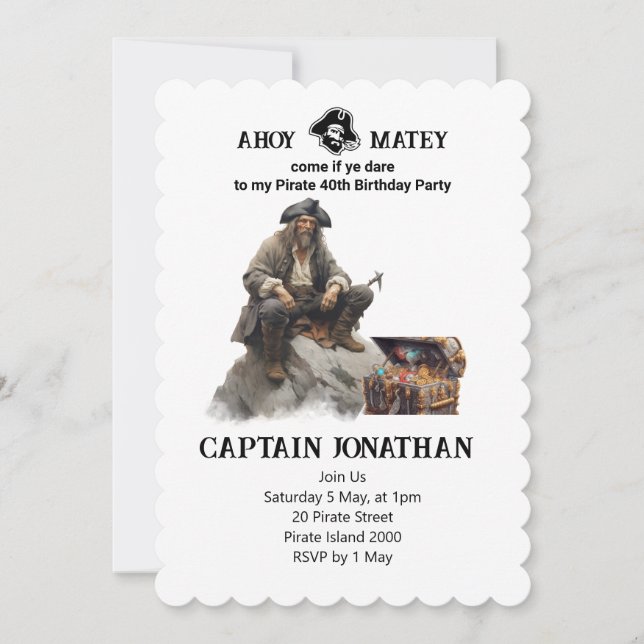 Inbjudan till pirat Jolly Roger (Framsida)