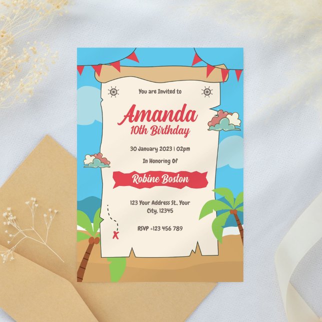 Inbjudan till pirat Karta Barns födelsedag (Skapare uppladdad)