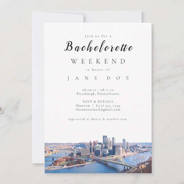 Inbjudan till Pittsburgh Bachelorette-partiet (Framsida)
