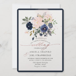 Inbjudan till PixDezines Navy  Watercolor Flowers