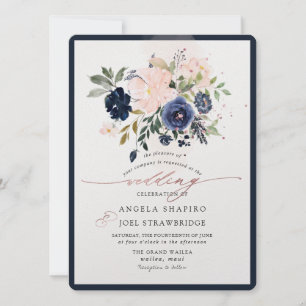 Inbjudan till PixDezines Navy Watercolor Flowers
