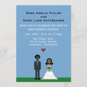 Inbjudan till Pixel Gamer Bride & Groom Wedding