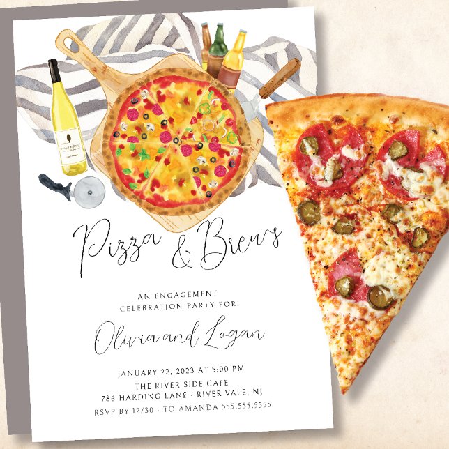 Inbjudan till Pizza & Brew-Förlovningsfest (Skapare uppladdad)
