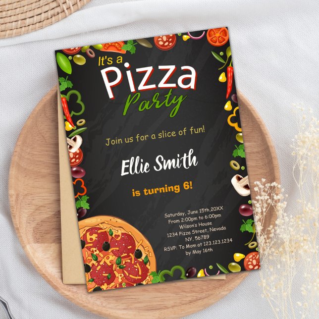 Inbjudan till Pizza-födelsedagen (Pizza Birthday Invitations)