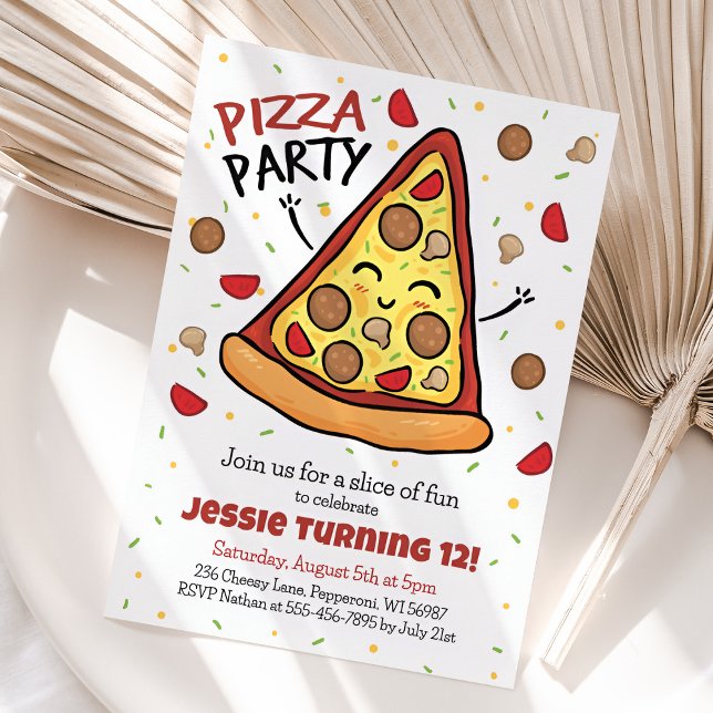 Inbjudan till Pizza-födelsedagen, inbjudan till Pi (Pizza Party Birthday Invitation)