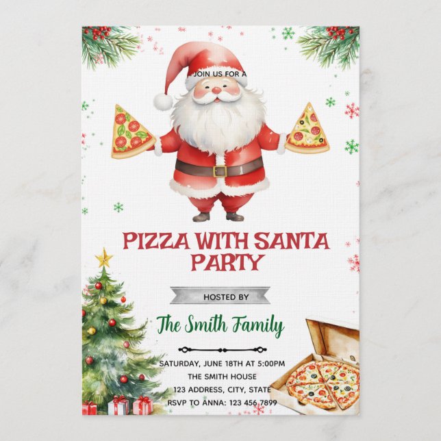 Inbjudan till Pizza Med Tomte-fest (Framsida)