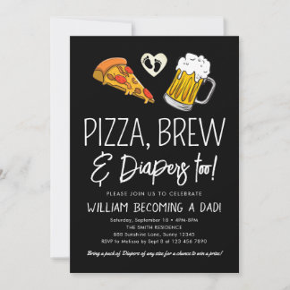 Inbjudan till Pizza och Beer Baby Shower