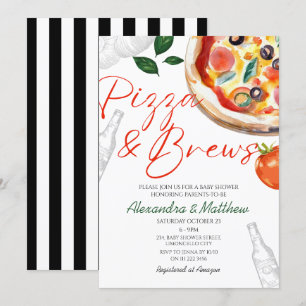 Inbjudan till Pizza och Brews Co Ed Baby Shower