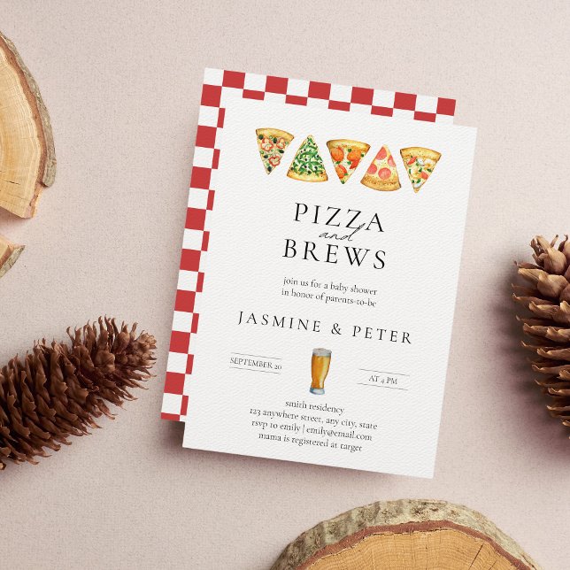 Inbjudan till Pizza och Brews Co Ed Baby Shower (Skapare uppladdad)
