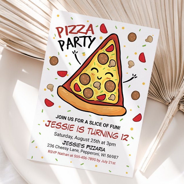 Inbjudan till Pizza-partiet, inbjudan till Pizza-f (Pizza Party Invitation)