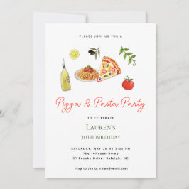Inbjudan till Pizza & Pasta Party på födelsedagen