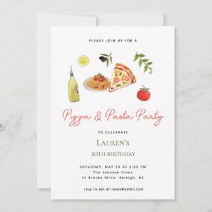 Inbjudan till Pizza & Pasta Party på födelsedagen