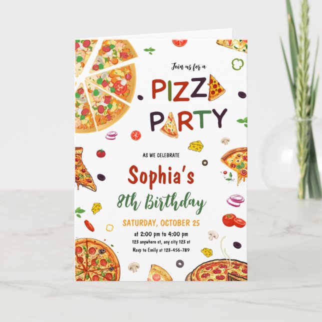 Inbjudan till Pizzafest Födelsedagsfirande, Pizza  (Framsida)