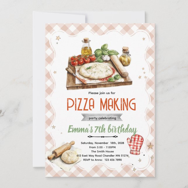 Inbjudan till Pizzatillverkningsfest (Framsida)