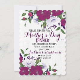 Inbjudan till platta kort för Blommigt på mor dag