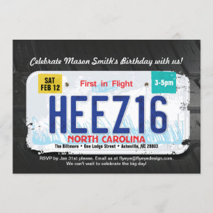 Inbjudan till pojkarnas 16-årsdag i North Carolina
