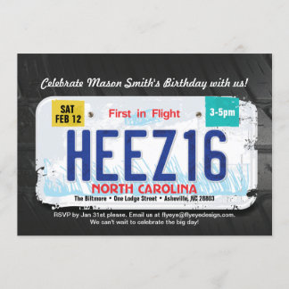 Inbjudan till pojkarnas 16-årsdag i North Carolina