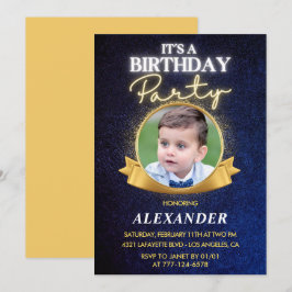 Inbjudan till pojkars 5-årsdag Elegant Chic Foto