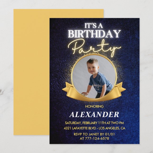 Inbjudan till pojkars 6-årsdag  Elegant Chic Foto (Fram/baksida)