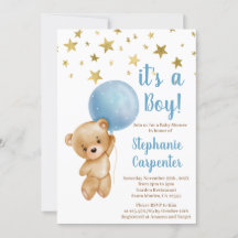 Inbjudan till Pojke Bear Baby Shower