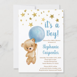 Inbjudan till Pojke Bear Baby Shower