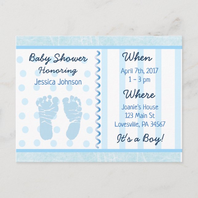 Inbjudan till Pojke Blue Baby Shower (Framsida)