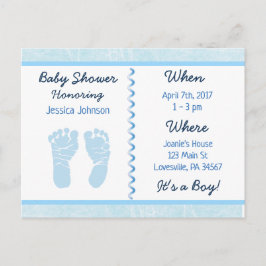 Inbjudan till Pojke Blue Baby Shower Vykort