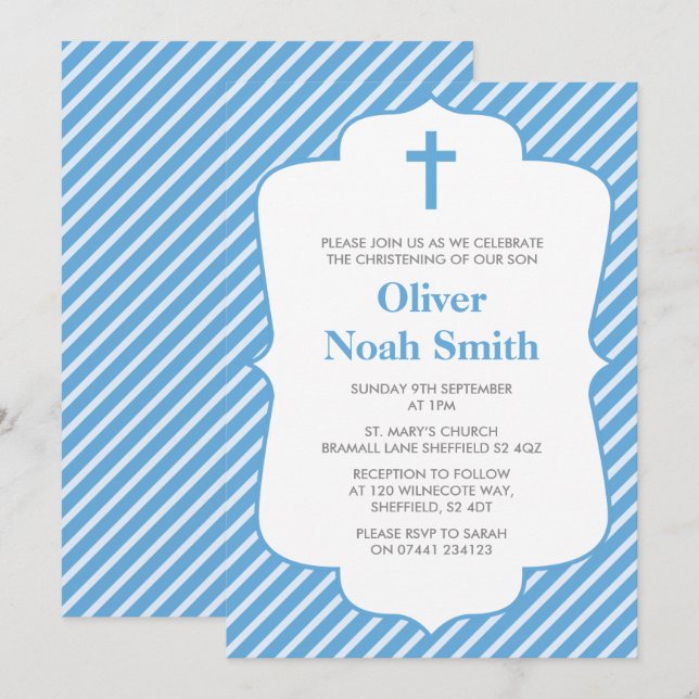 Inbjudan till pojke Christening/Baptism (Fram/baksida)