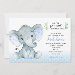 Inbjudan till pojke-duschen (Elephant Polka Dot)