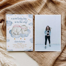 Inbjudan till pojke-duschen - sömnelefant