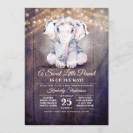 Inbjudan till pojke Elephant Rustic Baby Shower