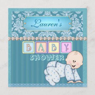Inbjudan till POJKE SHOWER Damask