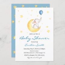 Inbjudan till Pojke Star Elephant Baby Shower