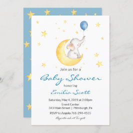 Inbjudan till Pojke Star Elephant Baby Shower