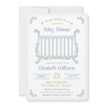 Inbjudan till Pojke-tittaren - Lacy Crib - Blue