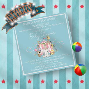 Inbjudan till pojkens baby shower med clownsteater