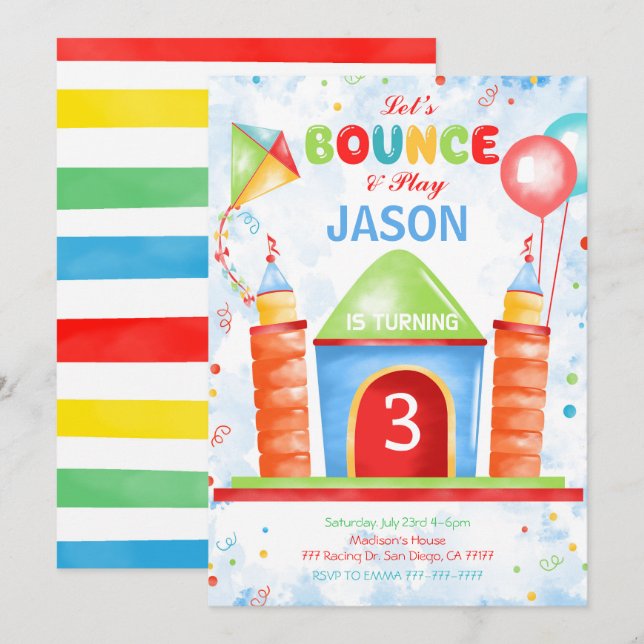 Inbjudan till pojkfjästningskalas (Fram/baksida)