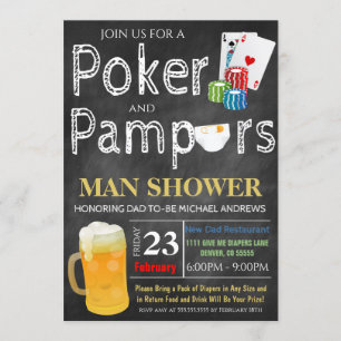 Inbjudan till Poker- och Beer Baby Shower