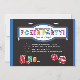 Inbjudan till Poker Party Extravaganza (blått/svar