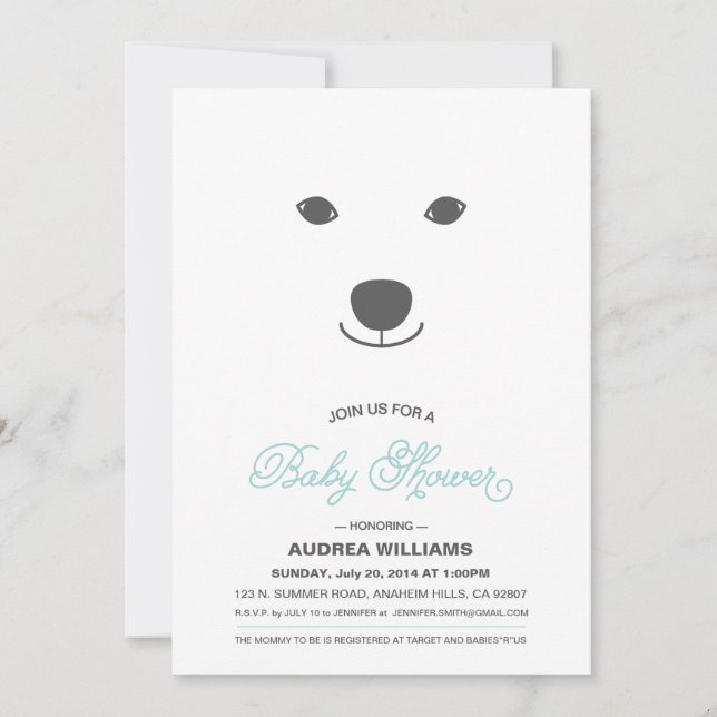 Inbjudan till Polar Bear Baby Shower (Framsida)