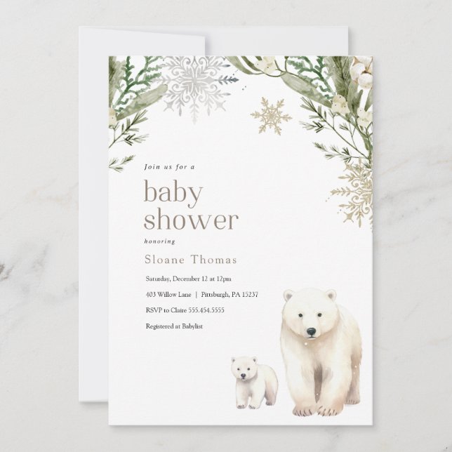 Inbjudan till polar Bear Baby Shower (Framsida)