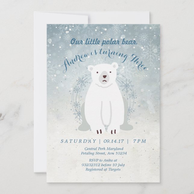 Inbjudan till Polar Bear Baby Shower (Framsida)