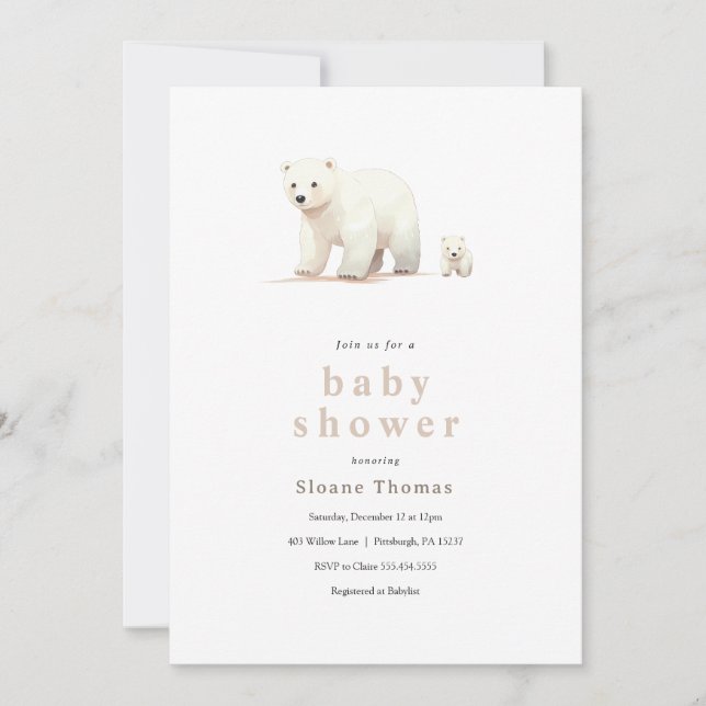 Inbjudan till polar Bear Baby Shower (Framsida)