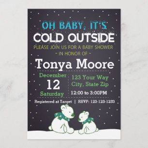 Inbjudan till Polar Bear Blue Baby Shower
